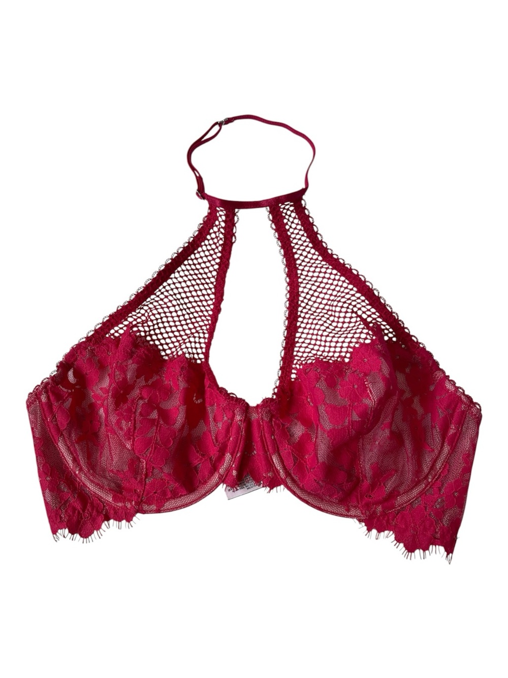 Victoria’s Secret Dream Angels Unlined Demi Halter Bra | Red Lace | 32D | NWT